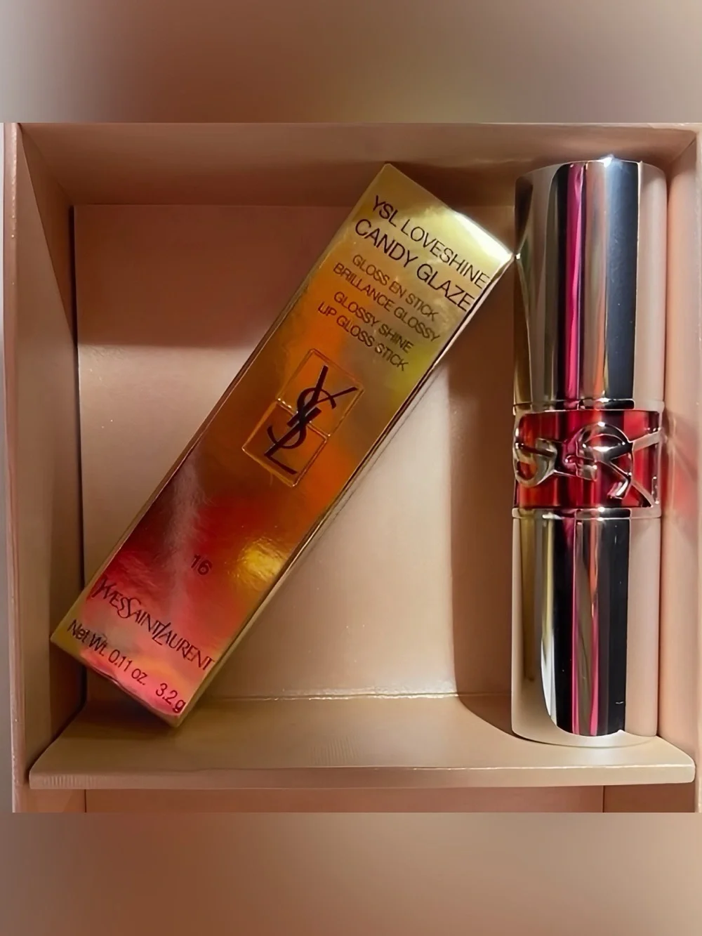 Yves Saint Laurent YSL Loveshine Candy Glaze Lip Gloss Stick - Shimmer Pink